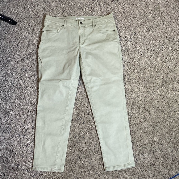 Sonoma Akiva Green Straight Leg Girlfriend Jeans Mid Rise Sz 12 - Picture 1 of 7